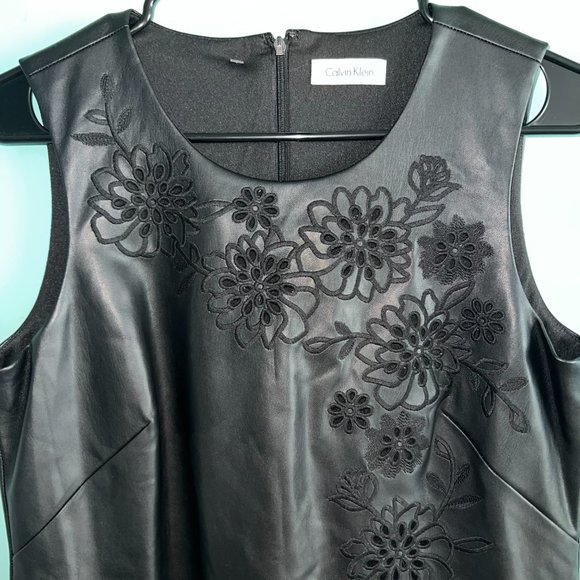 Calvin Klein Faux Leather Mini Sleeveless Dress Size 8 - Picture 5 of 9
